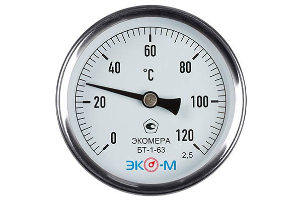 Биметаллический термометр ЭКО-М ЭКОМЕРА БТ-1-63, 0-120C, L=40 БТ-1-63-120С-L40