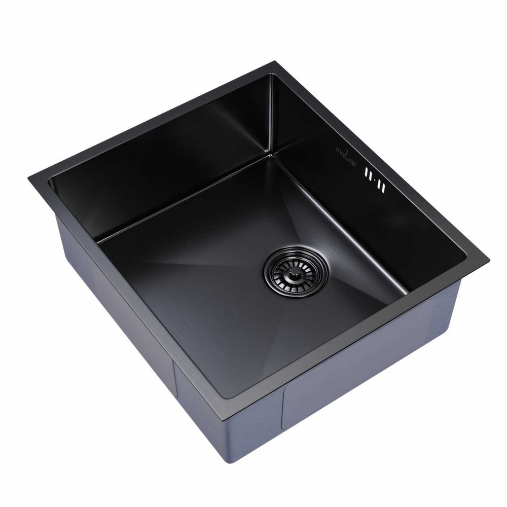 Мойка для подстольного монтажа MIXLINE PRO 50x44х20 см, толщина 3 мм, выпуск 3 1/2, с сифоном, черный графит 548569