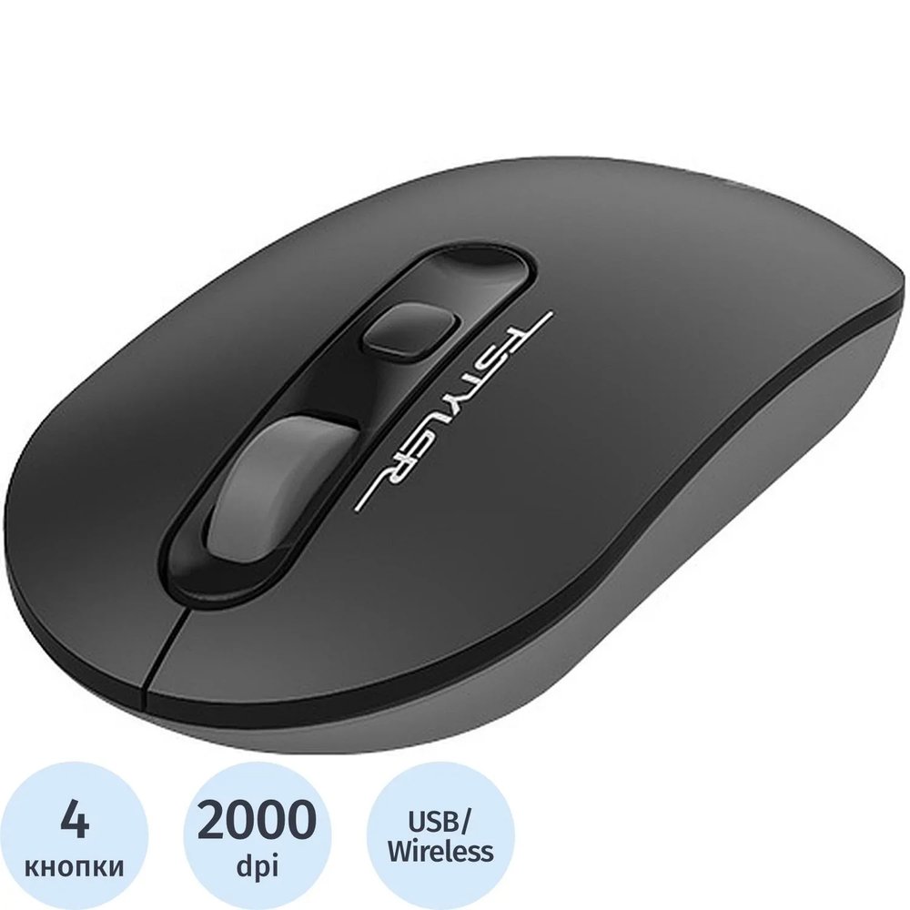 Мышь компьютерная A4Tech Fstyler FG20 серый оптическая (2000dpi) WLS (4but)