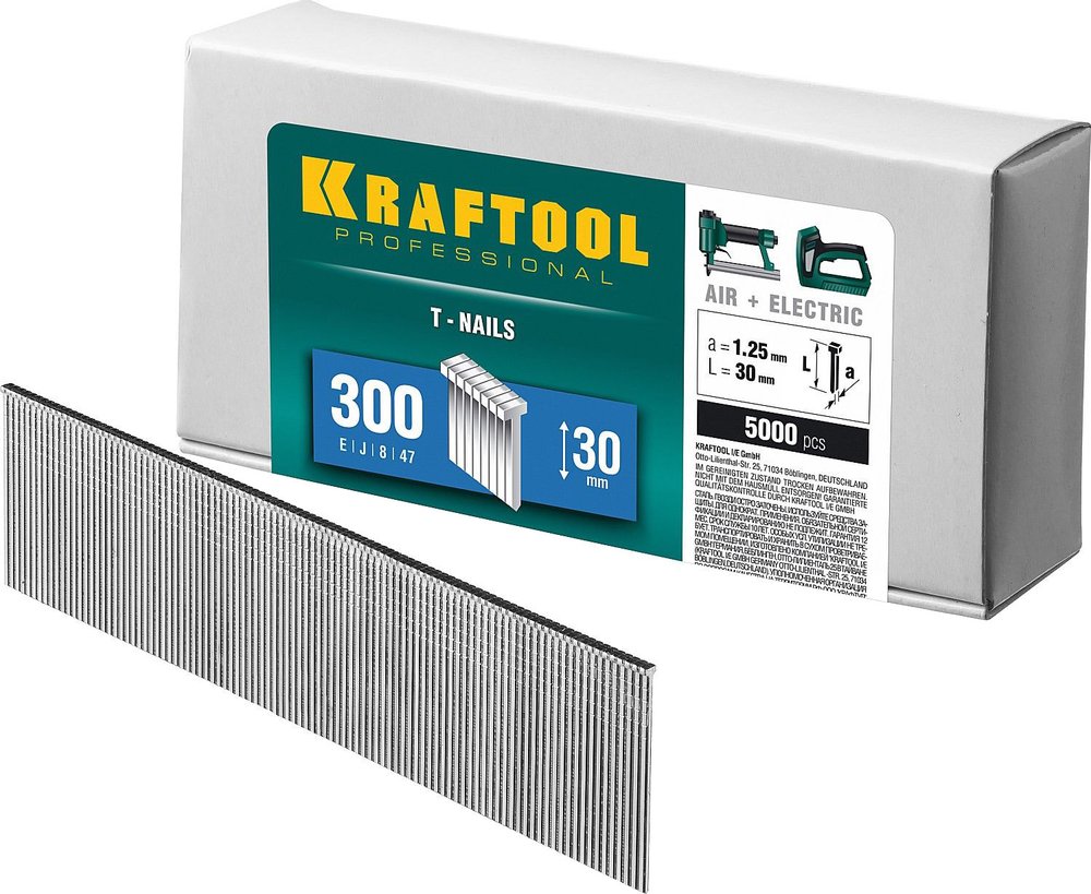 Гвозди для нейлера KRAFTOOL тип 18GA (47/300/F) 30 мм, 5000 шт, 31785-30