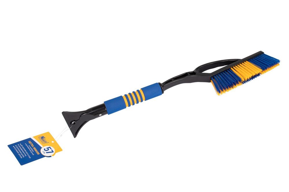 Зимняя щетка со скребком 57 см сине-желтая щетина KRAFT KT 830067