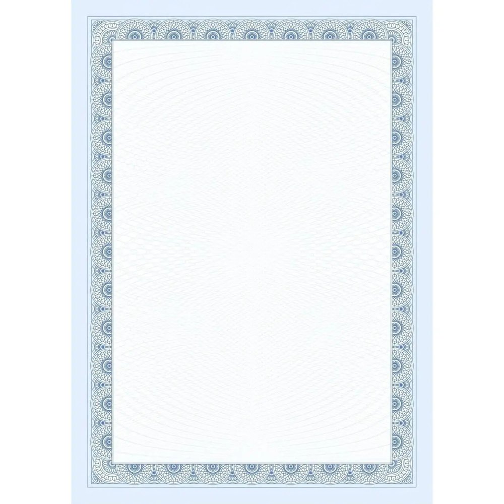 Сертификат-бумага с рамкой А4 синяя кружева, 250 г/кв.м, 20 шт/уп КЖ-1794/8