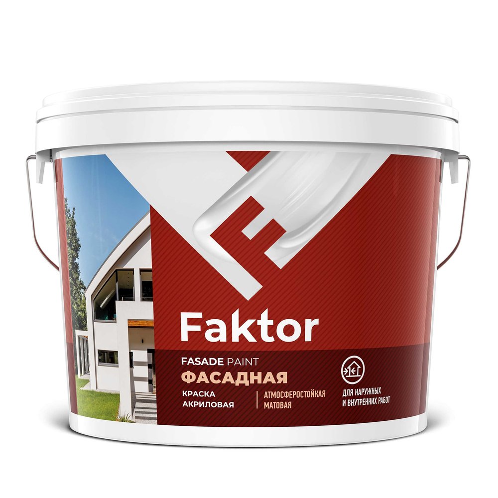 Акриловая краска ЯРОСЛАВСКИЕ КРАСКИ FAKTOR для фасадов белая, ведро 6 кг О05366
