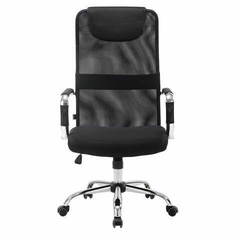 Кресло офисное BRABIX Fit EX-514 с подголовником хром черное 531949