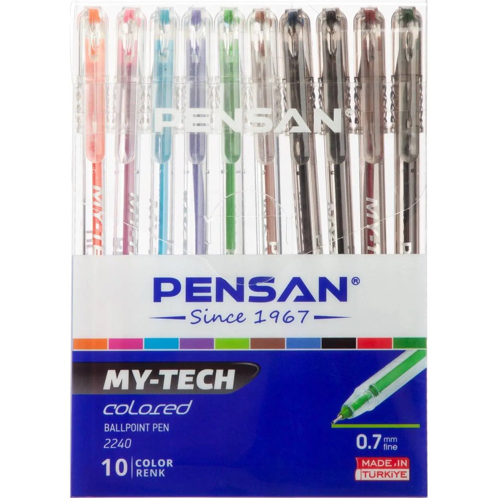 Набор шариковых ручек PENSAN MY-TECH 10цв шар0,7мм лин0,5мм масл 2240/R10