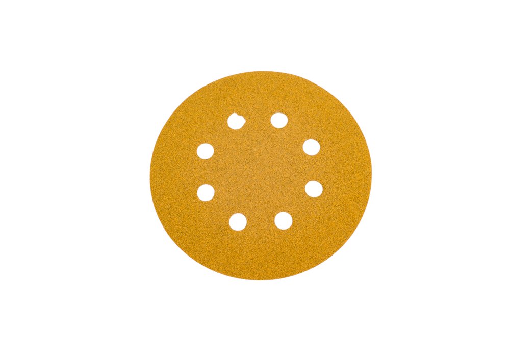 Диск абразивный с липучкой Sandpaper (yellow) 125 мм, 8 отверстий, P80, 10 шт BRUSHTEX 125Y8-80