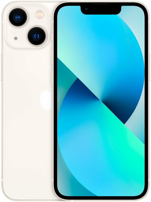Смартфон Apple iPhone 13 Dual: nanoSIM + nanoSIM, Starlight (Белый), 128Гб - изображение 1