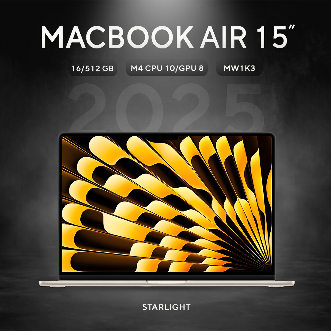 Ноутбук Apple MacBook Air 15 2025 M4 16/512GB Starlight (MW1K3) 1 год гарантия - изображение 1