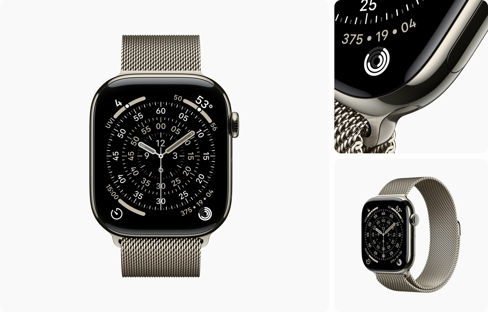 Apple Watch S11 46mm GPS + Cellular, Natural Titanium Case with Natural Milanese Loop S/M - изображение 1