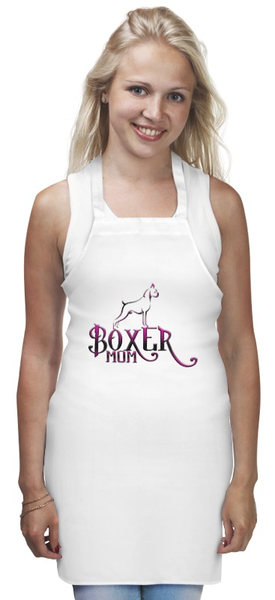 Заказать фартук в Москве. Фартук Boxer Mom (Pink) Kitchen от Команда помощи немецким боксерам - готовые дизайны и нанесение принтов.