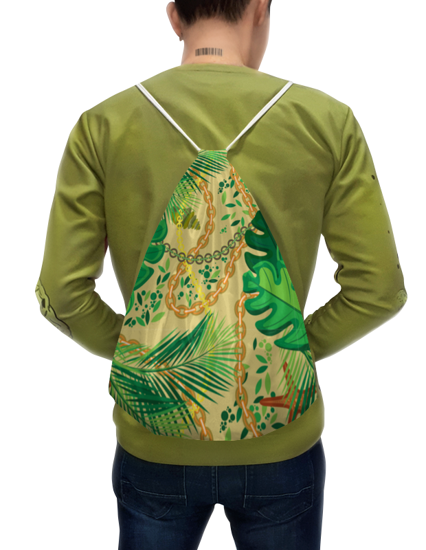 Printio Рюкзак-мешок с полной запечаткой Тропические листья и цепочки printio рюкзак мешок с полной запечаткой тропические птицы