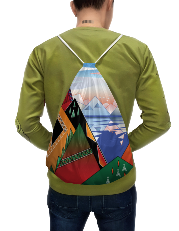 Printio Рюкзак-мешок с полной запечаткой Абстрактный пейзаж с горами и морем printio футболка с полной запечаткой мужская абстрактный пейзаж с горами и морем