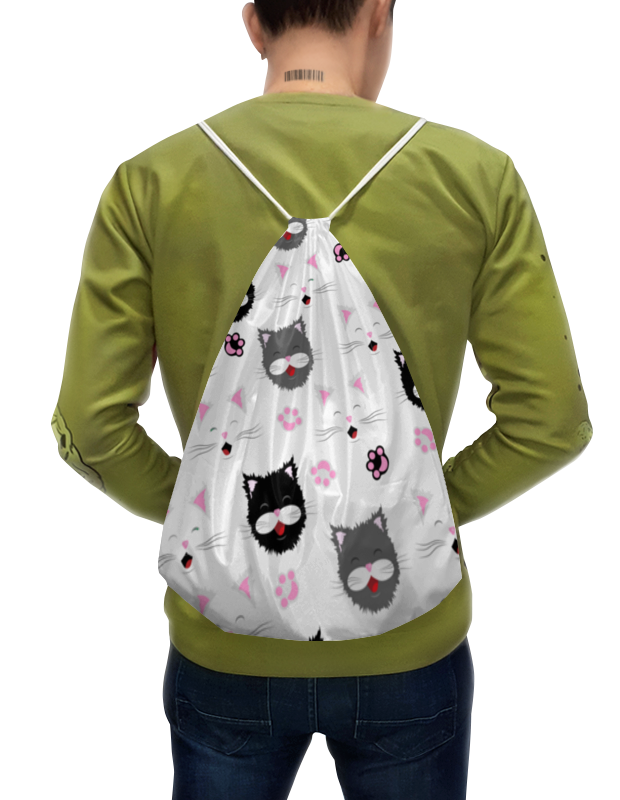 printio рюкзак мешок с полной запечаткой пэчворк – черные кошки Printio Рюкзак-мешок с полной запечаткой Котики