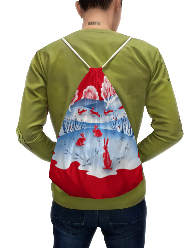 printio футболка с полной запечаткой для девочек красные зайцы Printio Рюкзак-мешок с полной запечаткой Красные зайцы