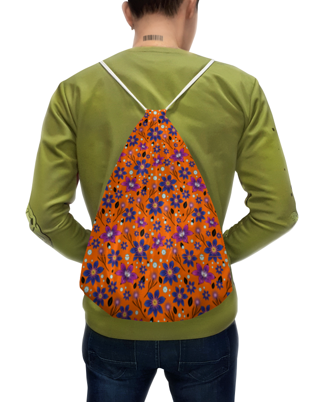 Printio Рюкзак-мешок с полной запечаткой Цветочный паттерн на оранжевом фоне printio рюкзак мешок с полной запечаткой цветочный паттерн на оранжевом фоне