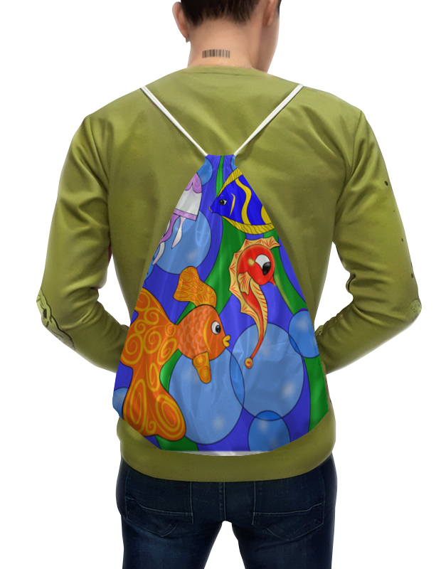 Printio Рюкзак-мешок с полной запечаткой Морские обитатели декорации в аквариум разноцветные медузы