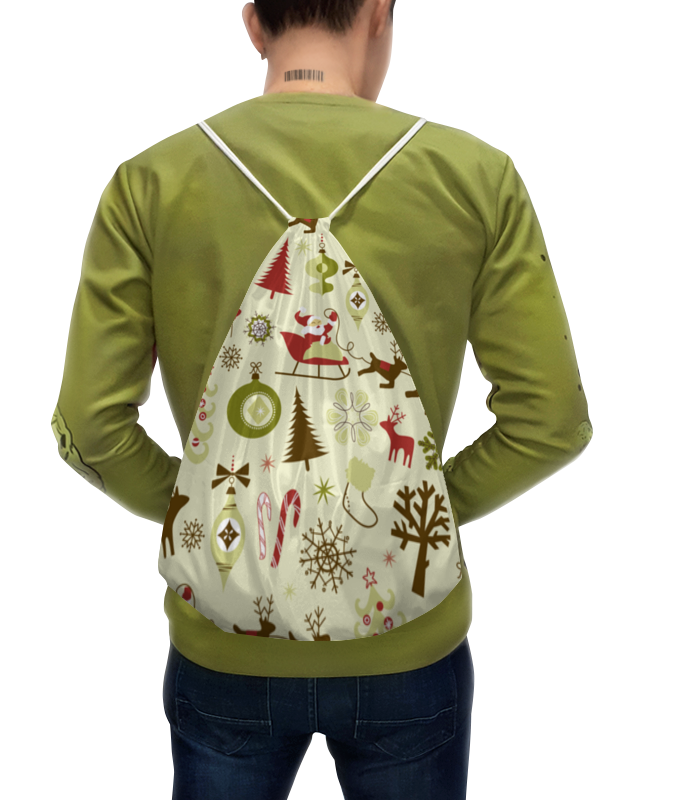 Printio Рюкзак-мешок с полной запечаткой Новогодний светодиодная гирлянда для новогодней елки украшение для дома с санта клаусом снеговиком медной проволокой