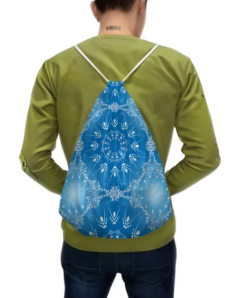 Заказать рюкзак в Москве. Рюкзак-мешок с полной запечаткой Голубой узор от IrinkaArt  - готовые дизайны и нанесение принтов.