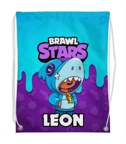 Заказать рюкзак в Москве. Рюкзак-мешок с полной запечаткой BRAWL STARS LEON от geekbox - готовые дизайны и нанесение принтов.