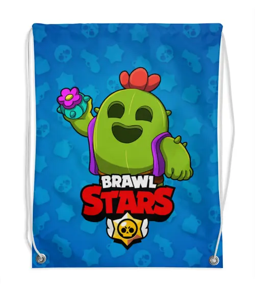 Заказать рюкзак в Москве. Рюкзак-мешок с полной запечаткой BRAWL STARS SPIKE от geekbox - готовые дизайны и нанесение принтов.