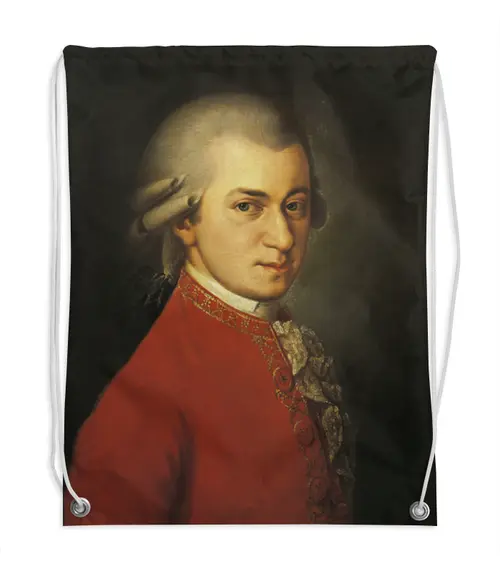 Заказать рюкзак в Москве. Рюкзак-мешок с полной запечаткой Портрет Вольфганга Амадея Моцарта (кисти Крафт) от trend - готовые дизайны и нанесение принтов.
