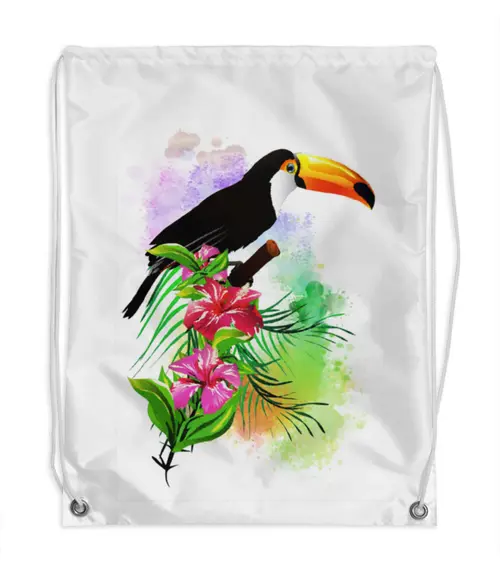 Заказать рюкзак в Москве. Рюкзак-мешок с полной запечаткой Тропические птицы от Зорго АРТ. от Zorgo-Art  - готовые дизайны и нанесение принтов.