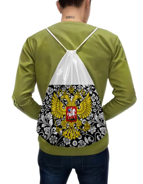 Заказать рюкзак в Москве. Рюкзак-мешок с полной запечаткой Цветы и герб от THE_NISE  - готовые дизайны и нанесение принтов.