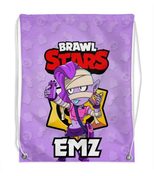 Заказать рюкзак в Москве. Рюкзак-мешок с полной запечаткой BRAWL STARS EMZ от geekbox - готовые дизайны и нанесение принтов.