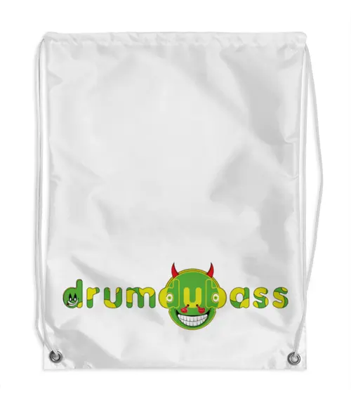 Заказать рюкзак в Москве. Рюкзак-мешок с полной запечаткой Drumdubass white от cubik art  - готовые дизайны и нанесение принтов.