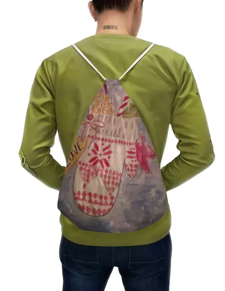 Заказать рюкзак в Москве. Рюкзак-мешок с полной запечаткой Новый Год.  от OlgaHildagard.   - готовые дизайны и нанесение принтов.