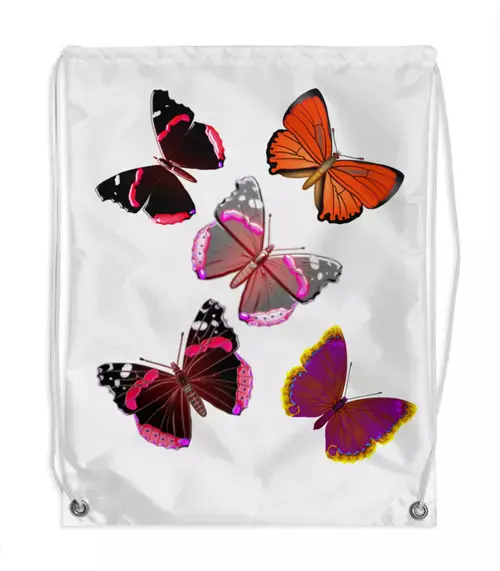 Заказать рюкзак в Москве. Рюкзак-мешок с полной запечаткой Яркие бабочки от Alexey Evsyunin - готовые дизайны и нанесение принтов.
