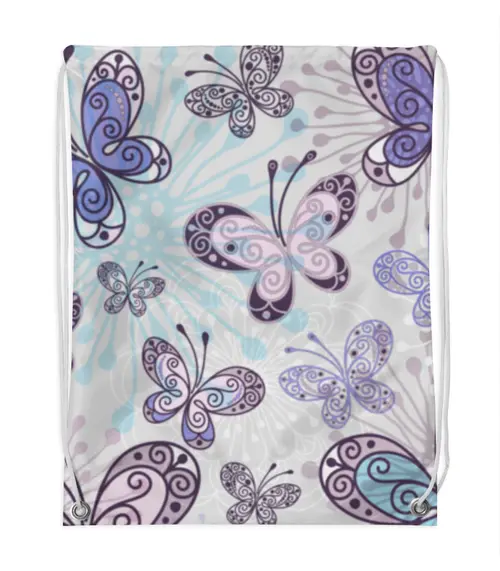 Заказать рюкзак в Москве. Рюкзак-мешок с полной запечаткой Фиолетовые бабочки от weeert - готовые дизайны и нанесение принтов.