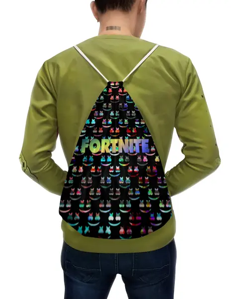 Заказать рюкзак в Москве. Рюкзак-мешок с полной запечаткой  Marshmello Fortnite от THE_NISE  - готовые дизайны и нанесение принтов.