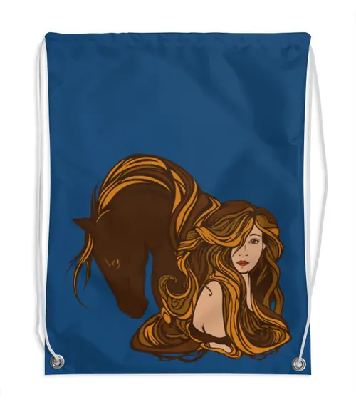 Заказать рюкзак в Москве. Рюкзак-мешок с полной запечаткой Девушка и лошадь от Ирина - готовые дизайны и нанесение принтов.