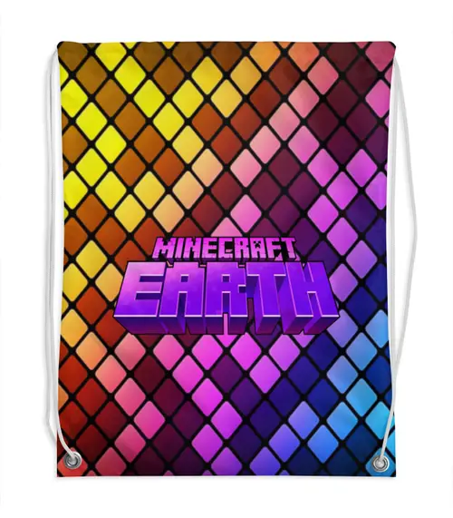 Заказать рюкзак в Москве. Рюкзак-мешок с полной запечаткой Minecraft Earth от THE_NISE  - готовые дизайны и нанесение принтов.