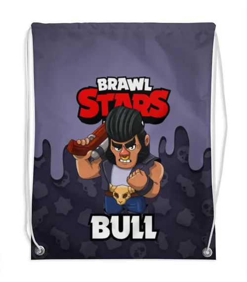Заказать рюкзак в Москве. Рюкзак-мешок с полной запечаткой BRAWL STARS BULL от geekbox - готовые дизайны и нанесение принтов.