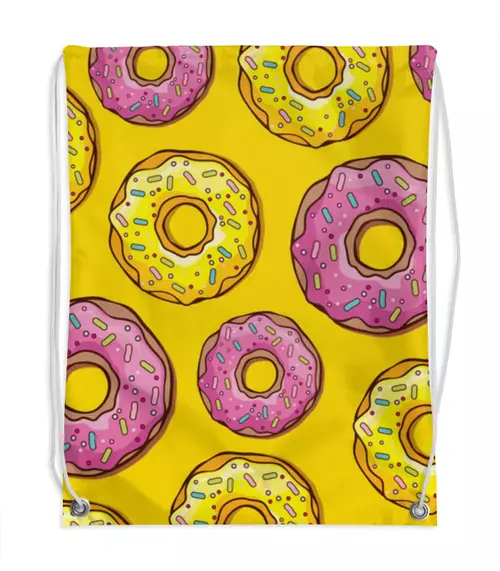 Заказать рюкзак в Москве. Рюкзак-мешок с полной запечаткой Пончики от YellowCloverShop - готовые дизайны и нанесение принтов.