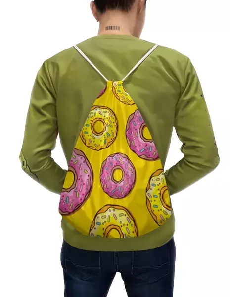 Заказать рюкзак в Москве. Рюкзак-мешок с полной запечаткой Пончики от YellowCloverShop - готовые дизайны и нанесение принтов.