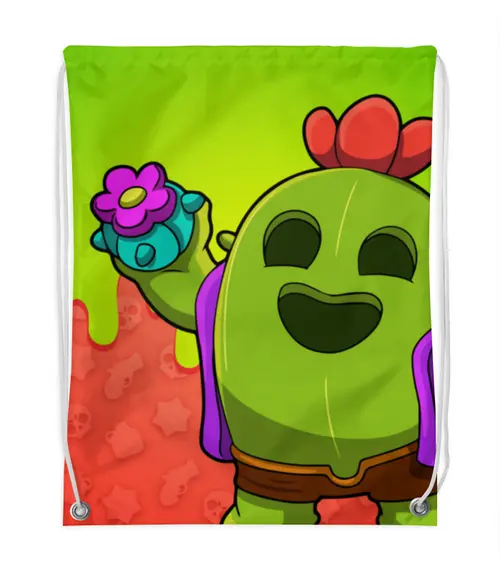 Заказать рюкзак в Москве. Рюкзак-мешок с полной запечаткой BRAWL STARS SPIKE от geekbox - готовые дизайны и нанесение принтов.