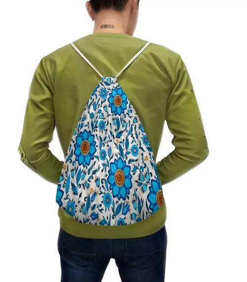 Заказать рюкзак в Москве. Рюкзак-мешок с полной запечаткой Узор цветочный от THE_NISE  - готовые дизайны и нанесение принтов.