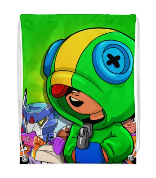 Заказать рюкзак в Москве. Рюкзак-мешок с полной запечаткой BRAWL STARS LEON от geekbox - готовые дизайны и нанесение принтов.