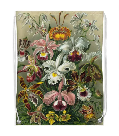 Заказать рюкзак в Москве. Рюкзак-мешок с полной запечаткой Орхидеи (Orchideae, Ernst Haeckel) от Apfelbaum - готовые дизайны и нанесение принтов.