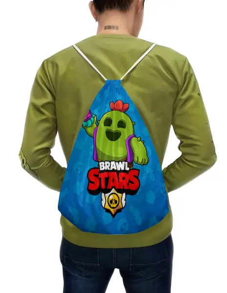 Заказать рюкзак в Москве. Рюкзак-мешок с полной запечаткой BRAWL STARS SPIKE от geekbox - готовые дизайны и нанесение принтов.