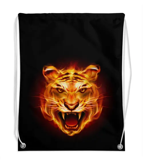 Заказать рюкзак в Москве. Рюкзак-мешок с полной запечаткой Огненный тигр. от DEPALL - готовые дизайны и нанесение принтов.