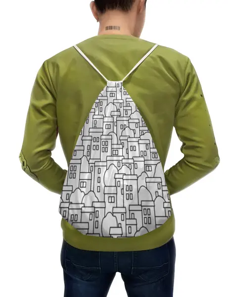 Заказать рюкзак в Москве. Рюкзак-мешок с полной запечаткой Городской пейзаж. от axenova-n@yandex.ru - готовые дизайны и нанесение принтов.