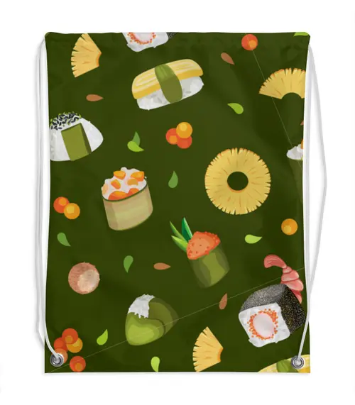 Заказать рюкзак в Москве. Рюкзак-мешок с полной запечаткой Суши, суши от IrinkaArt  - готовые дизайны и нанесение принтов.