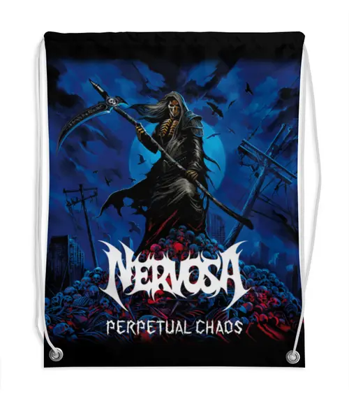 Заказать рюкзак в Москве. Рюкзак-мешок с полной запечаткой Nervosa thrash metal band от Leichenwagen - готовые дизайны и нанесение принтов.