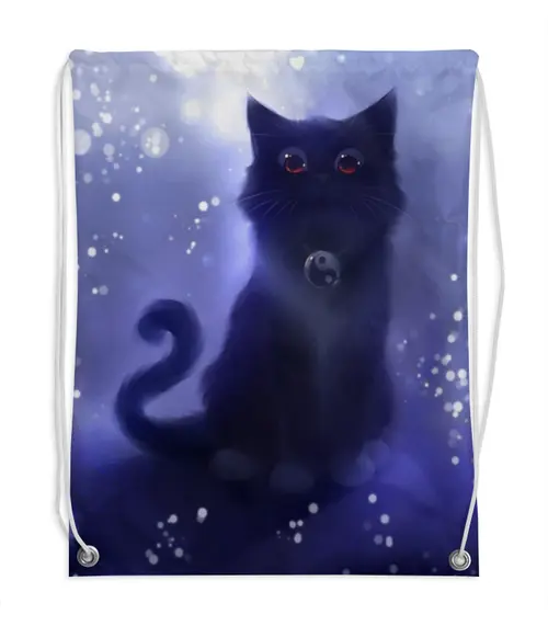 Заказать рюкзак в Москве. Рюкзак-мешок с полной запечаткой Черный кот от Nos  - готовые дизайны и нанесение принтов.
