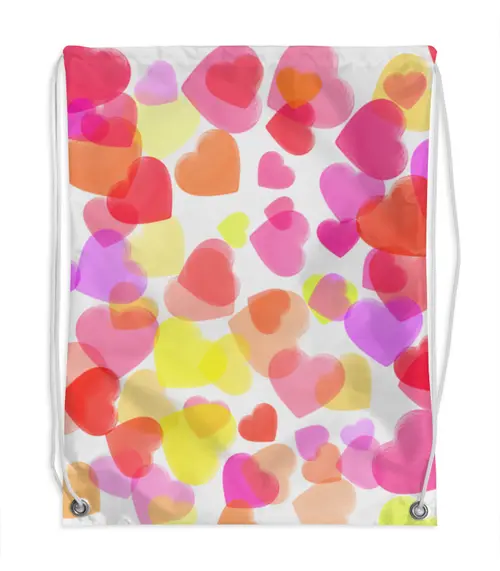 Заказать рюкзак в Москве. Рюкзак-мешок с полной запечаткой Водопад из разноцветных сердец от Eve  - готовые дизайны и нанесение принтов.