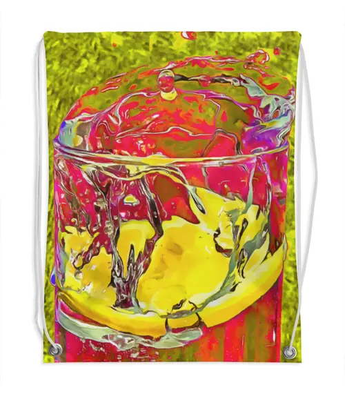 Заказать рюкзак в Москве. Рюкзак-мешок с полной запечаткой Розовый всплеск от жёлтого лимона от Eve  - готовые дизайны и нанесение принтов.